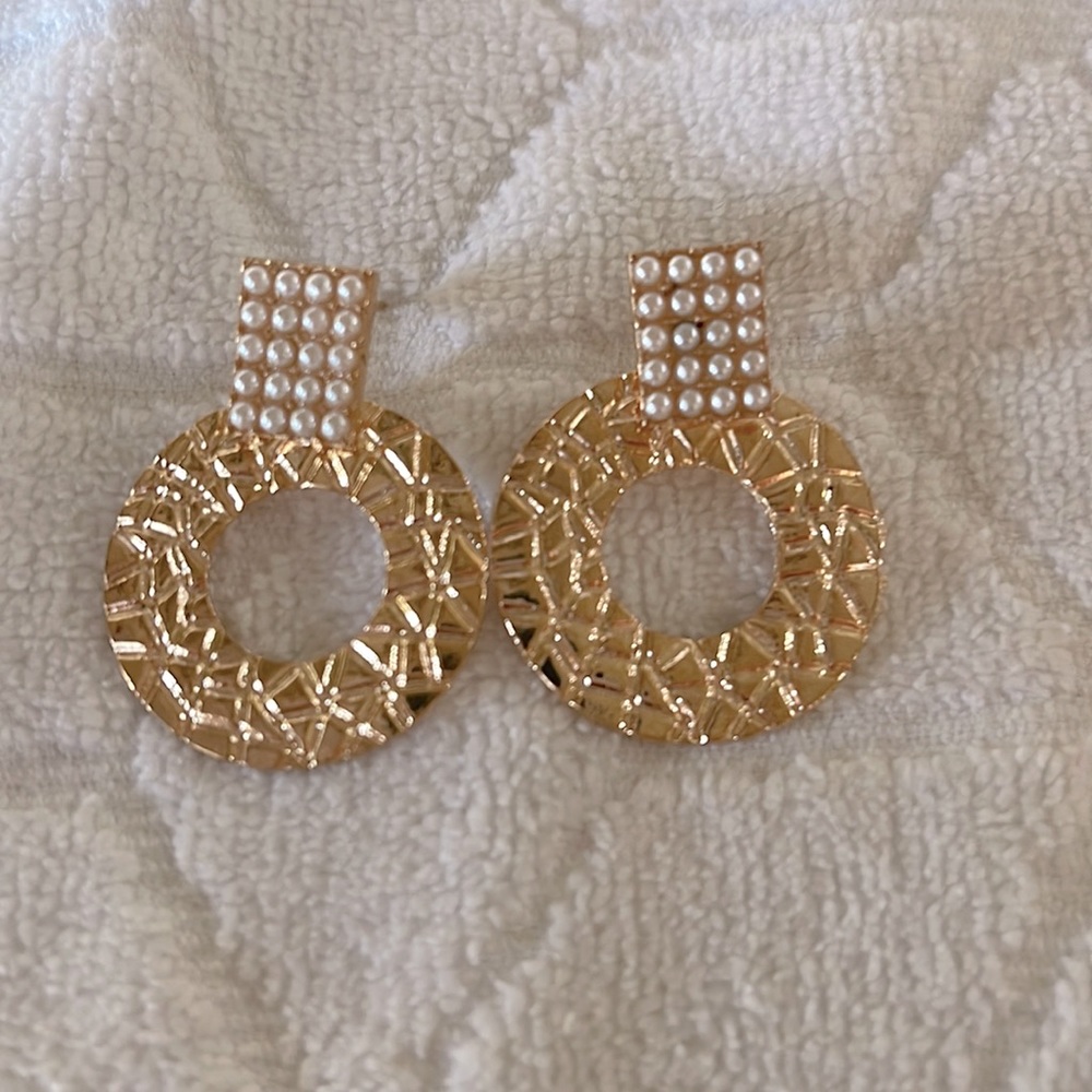 COPY - Dress wedding gold earrings pearl D’ Bello NEW